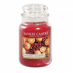 Свеча большая в стеклянной банке "Мандарин и клюква" Mandarin Cranberry 623 гр 110-150 часов YANKEE CANDLE  267839 Красный