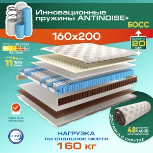 92003490 Матрас Ami Босс 160x200x20 см независимый пружинный блок 2-спальный STLM-1470370