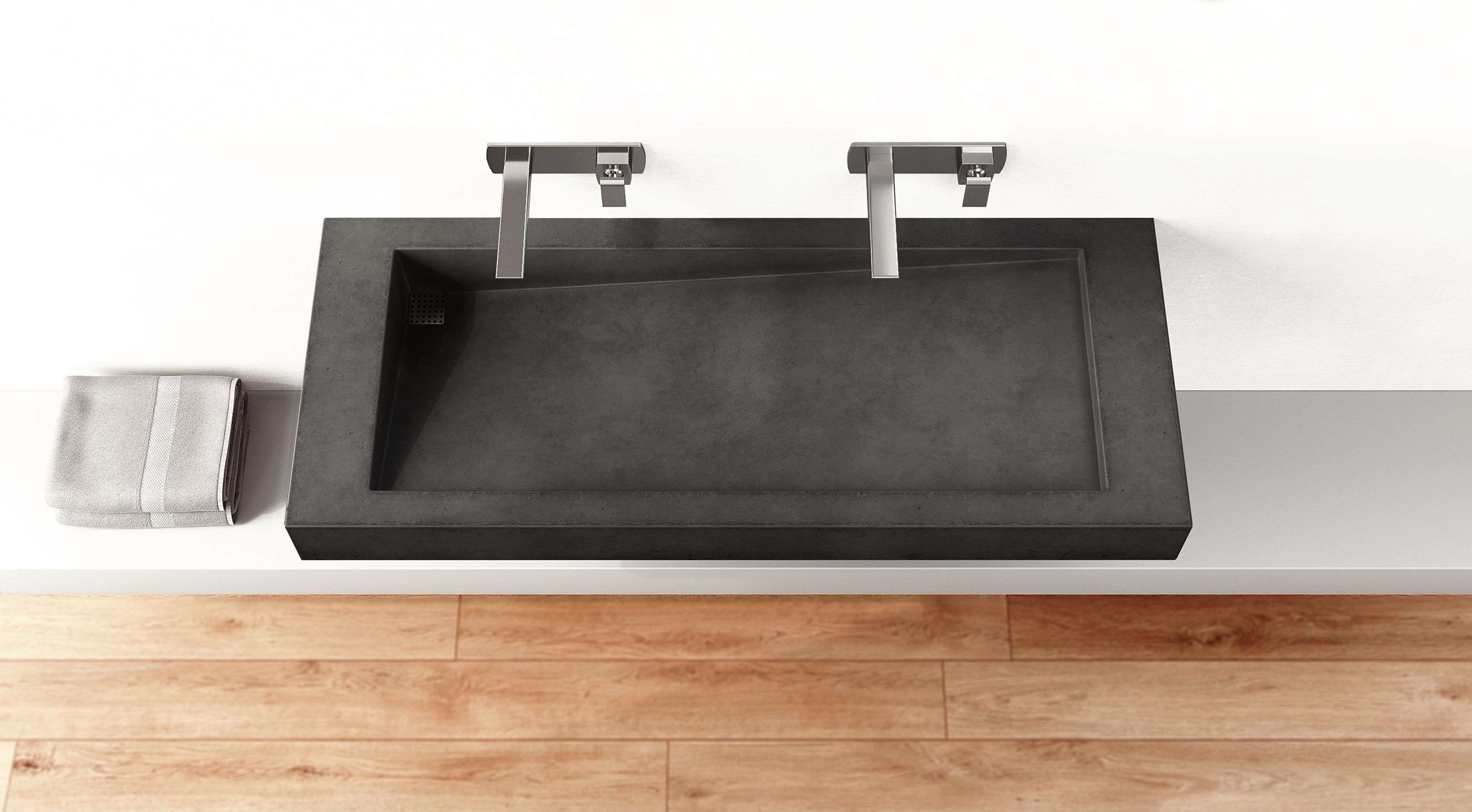 Прямоугольная бетонная подвесная раковина Gravelli SLANT 03 DOUBLE ARCH-00142547 - Вид №3
