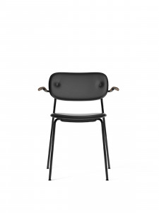 1115004-011H00ZZ MENU Обеденный стул, полностью обитый, с подлокотником, черный Темный мореный дуб | Дакар - 0842
