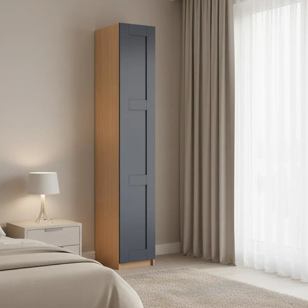 Шкаф распашной Реймс серый с  2 полками, штангой и 3 ящиками 40х232,2х54,5 ЛДСП каркас дуб комано Santreyd Лион STLM-2192360