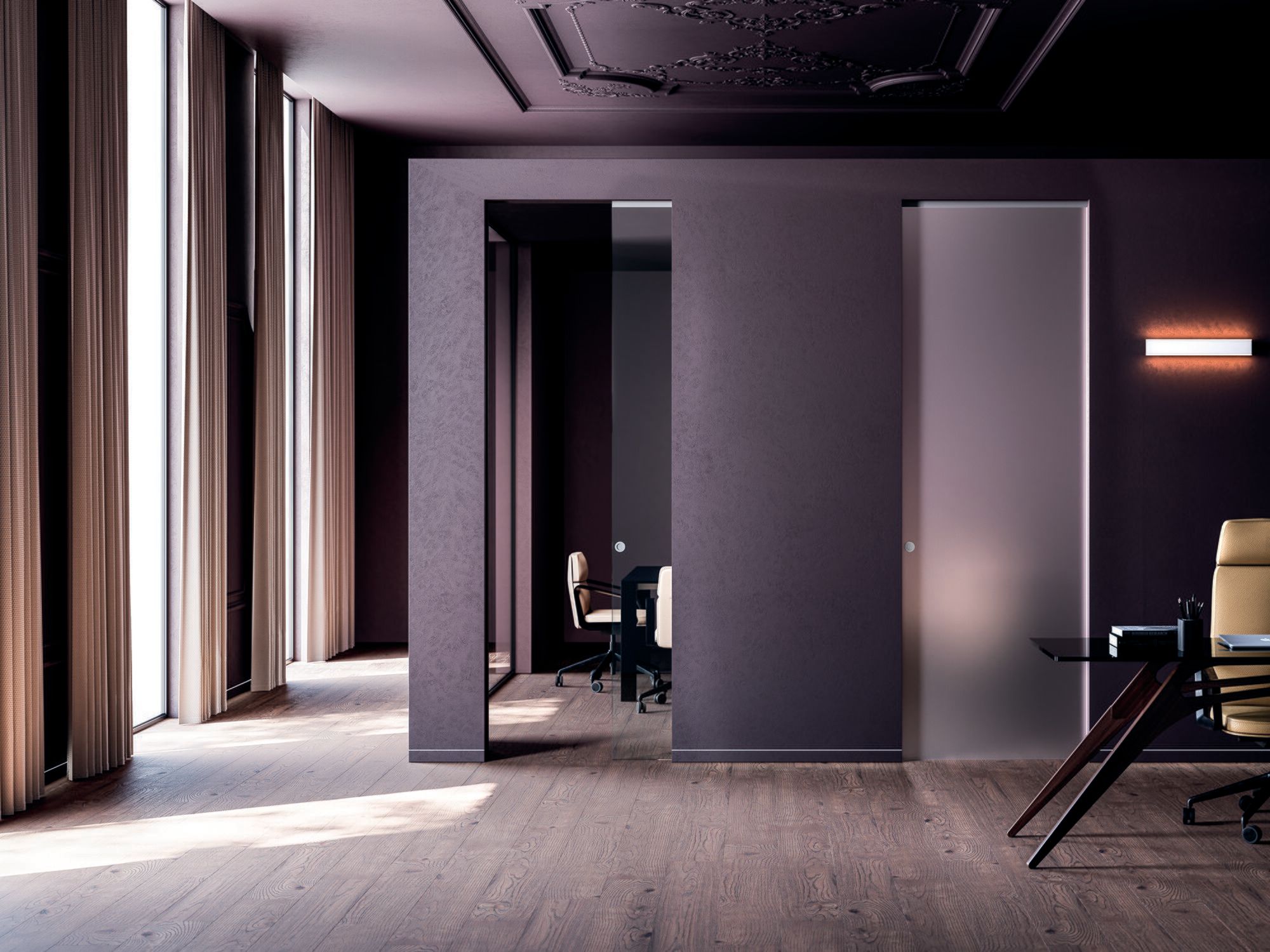 Полностью стеклянная раздвижная дверная панель без декора Eclisse дверные панели ARCH-00046759