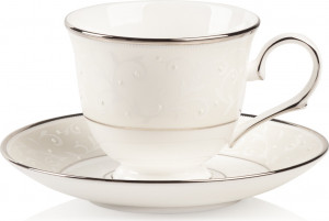 10638767 Lenox Чашка чайная с блюдцем Lenox "Чистый опал" 180мл Фарфор костяной