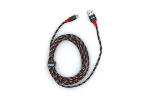 17858701 USB-кабель AM-microBM 3 метра, 2.1A, тканевый, черно-красный 23750-BC-090mBKR BYZ