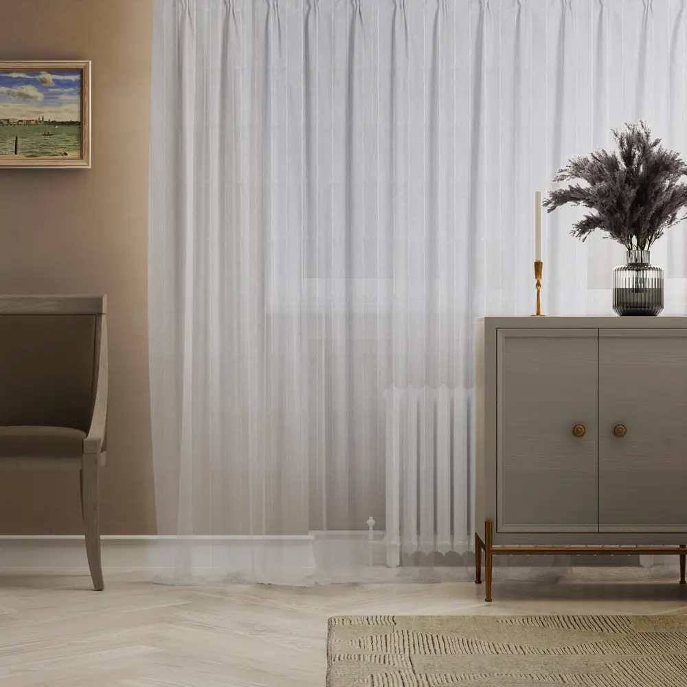 Тюль на ленте Inspire Louis 250x280 см цвет серо-белый STLM-2189081