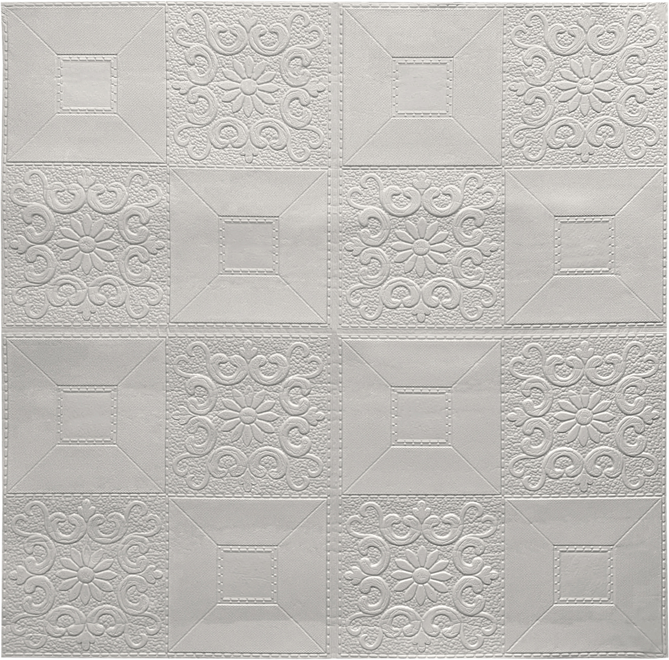 82721098 Листовая панель ПВХ мягкая 3D Белая плитка с узорами 700x700х4 мм 0.539 м² STLM-0034786 GRACE