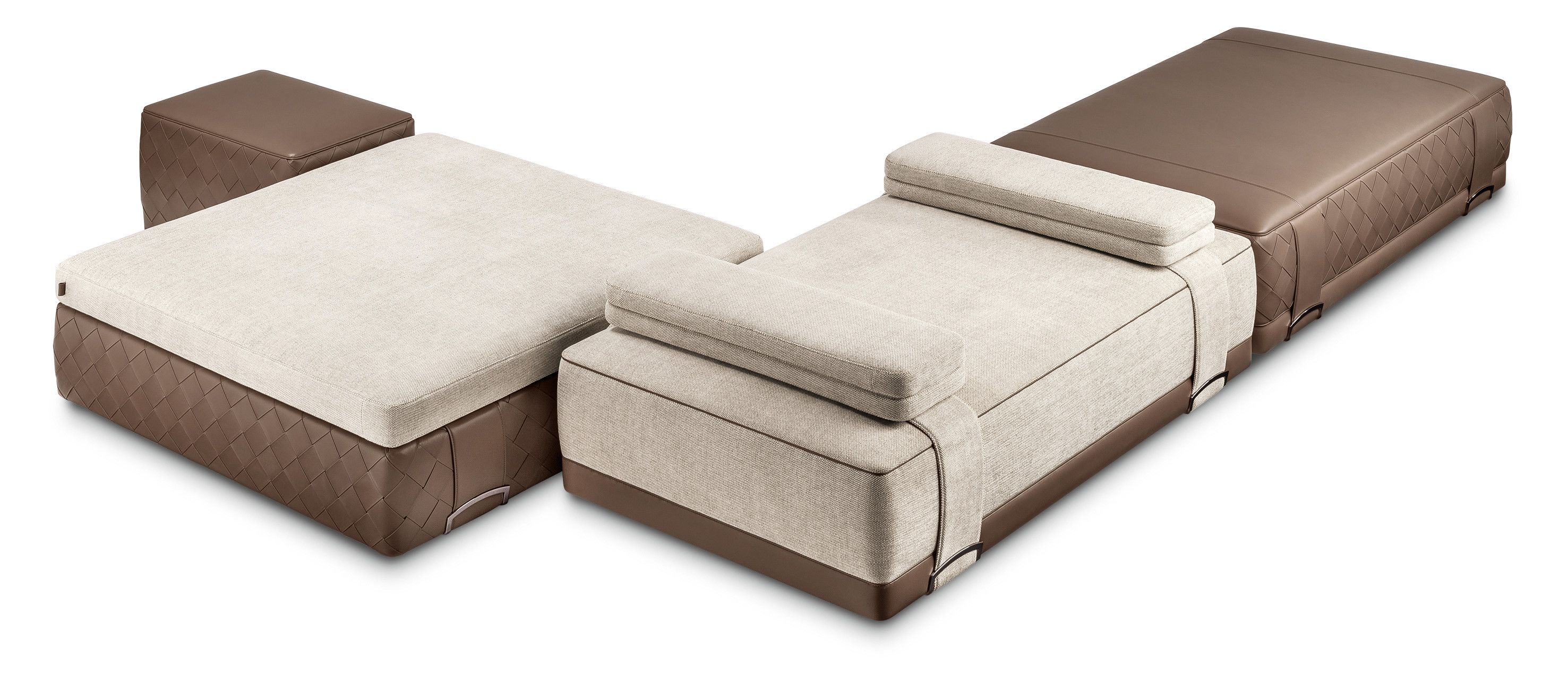 Квадратный пуф из ткани и кожи Poltrona Frau коллекция-мебель и аксессуары ARCH-00109643 - Вид №2