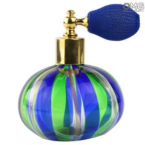 3787 ORIGINALMURANOGLASS Флакон сине-зелёный для духов с авантюрином из муранского стекла с распылителем - OMG  см