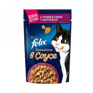 ПР0031797 Корм для кошек Sensations с уткой в соусе с морковью, пауч 85 г FELIX