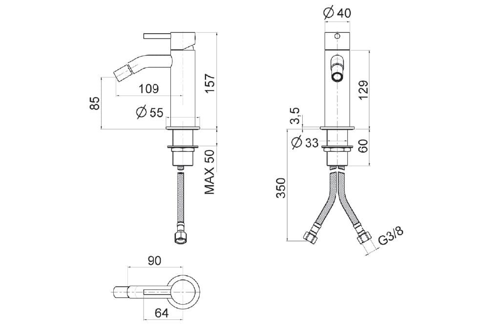 Смеситель для биде с одной ручкой из нержавеющей стали Gaia Mobili Complements ARCH-00042897 - Вид №2