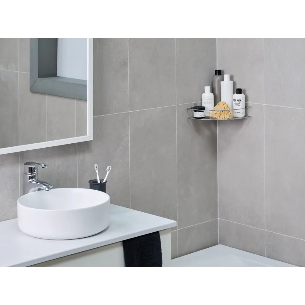 Полка для душа ЧМЗ Практик угловая 1 ярус цвет черный матовый STLM-2115253 - Вид №4