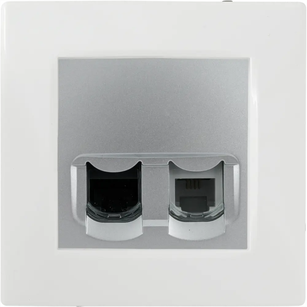 Телефонная/компьютерная розетка встраиваемая Legrand Etika RJ11/RJ45 UTP cat 5e цвет алюминий STLM-2208379 - Вид №3