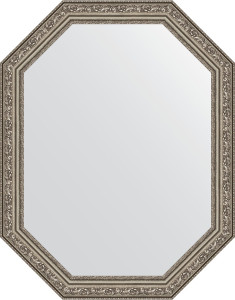 BY 7026 Зеркало в багетной раме - виньетка состаренное серебро 56 mm EVOFORM Octagon