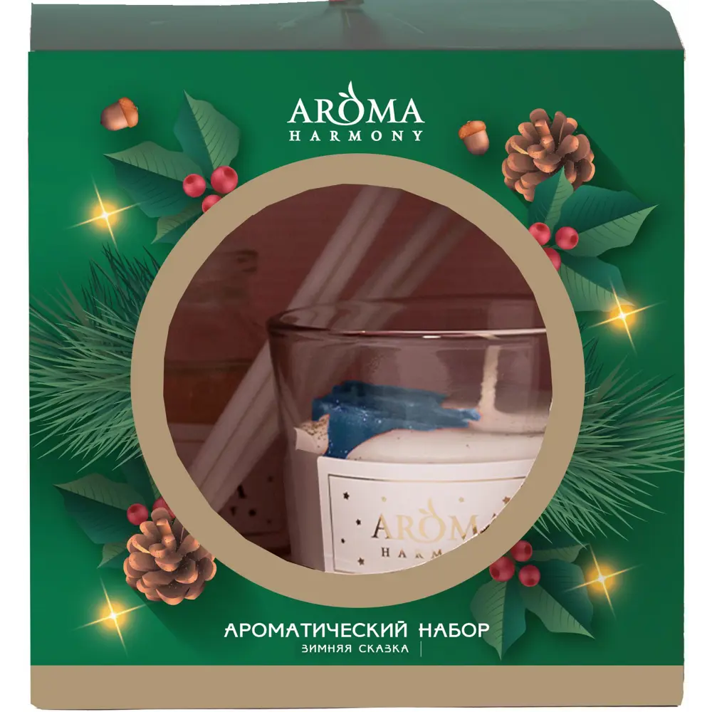 Свеча в стакане ароматическая Aroma Harmony Зимняя сказка 10 см цвет зеленый STLM-2166571