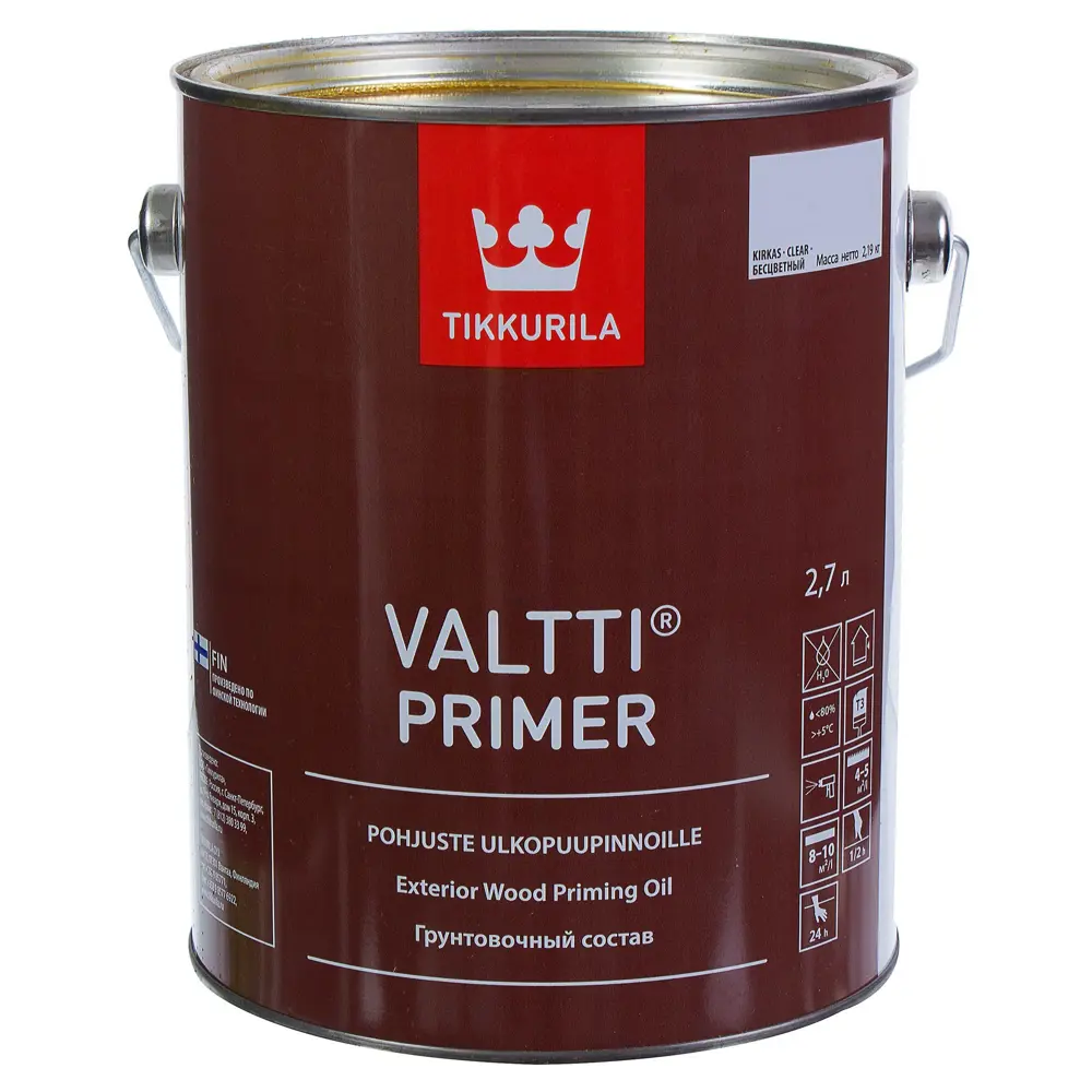 Tikkurila Valtti Primer - антисептическая грунтовка для дерева 2.7 л 18557253 STLM-0011358