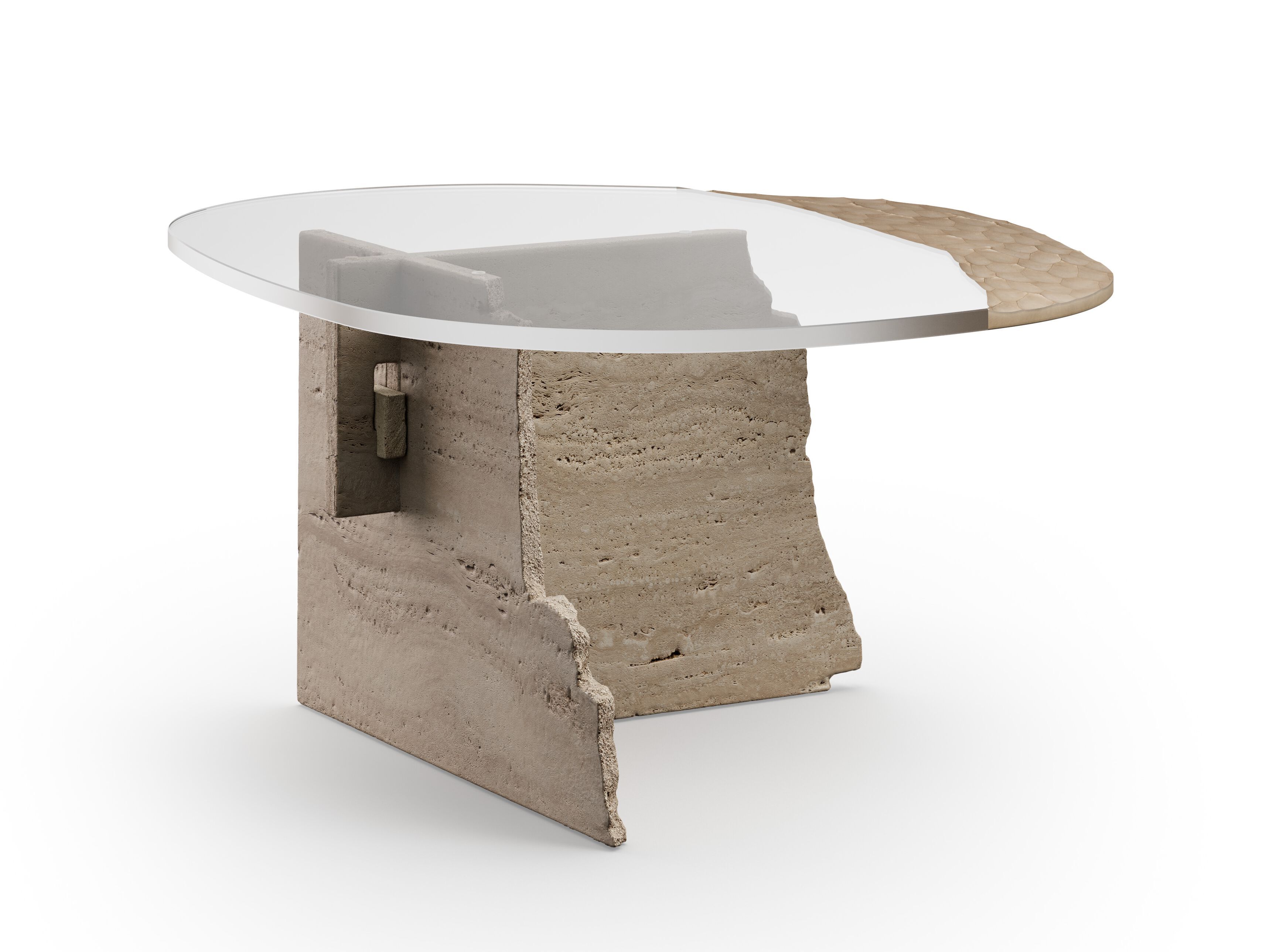 Журнальный столик из травертина и стекла ARTE VENEZIANA пещера ARCH-00028511