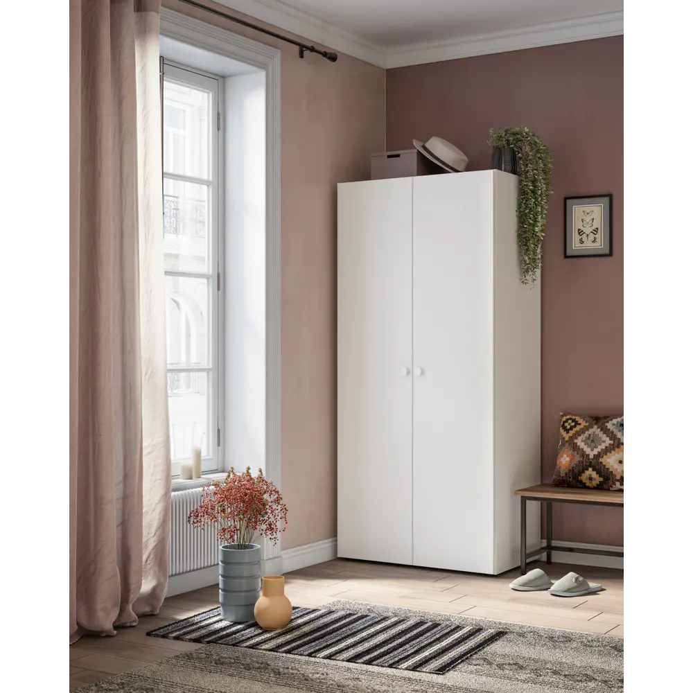 Шкаф распашной Белое солнце с 2 дверями 81x176.7x50.8 см ЛДСП цвет белый STLM-2081870 - Вид №4