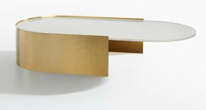 IOC project partners Овальный журнальный столик со столешницей из каррарского мрамора