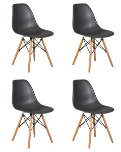 90560293 Комплект кухонных стульев 4 шт Dsw -pp638 80х53х46 см пластик цвет темно-серый LMZL STLM-0282703 DOBRIN