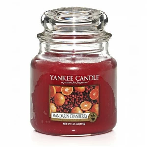 Свеча средняя в стеклянной банке "Мандарин и клюква" Mandarin Cranberry 411 гр 65-90 часов+ YANKEE CANDLE  267986 Красный