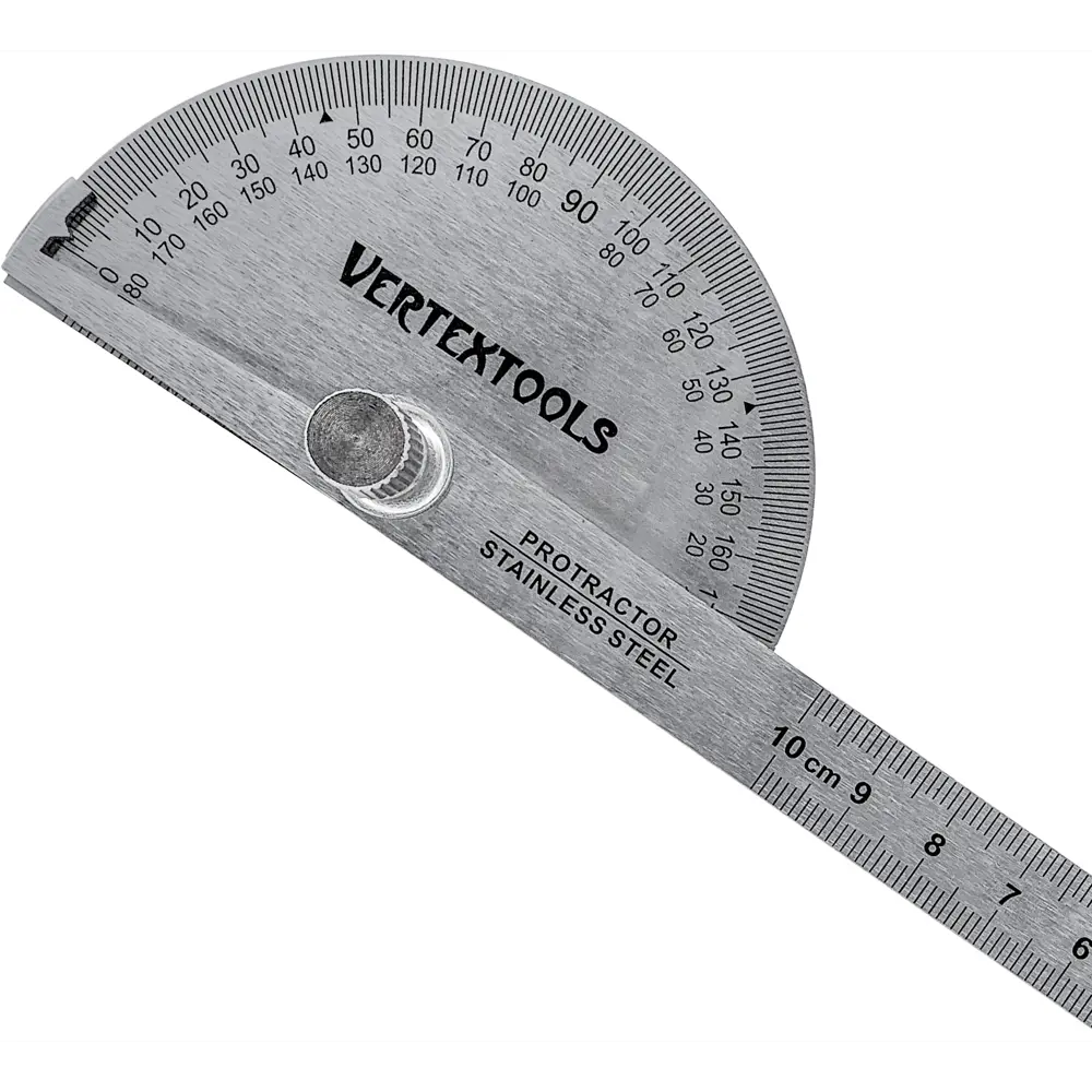 Линейка измерительная стальная с транспортиром Vertextools 3040-90-150 150 мм STLM-2070016 - Вид №1