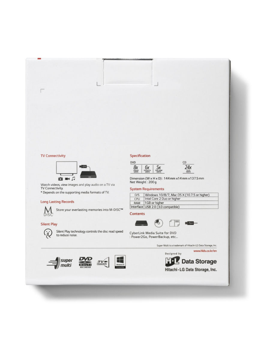 GP60NS60.AUAE12S dvd-rw ext. silver slim ret. usb2.0 LG Santreyd  - Вид №4