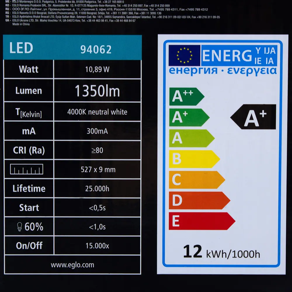 Панель светодиодная встраиваемая Fueva 4000K 170х170 мм Eglo STLM-2076812 - Вид №6