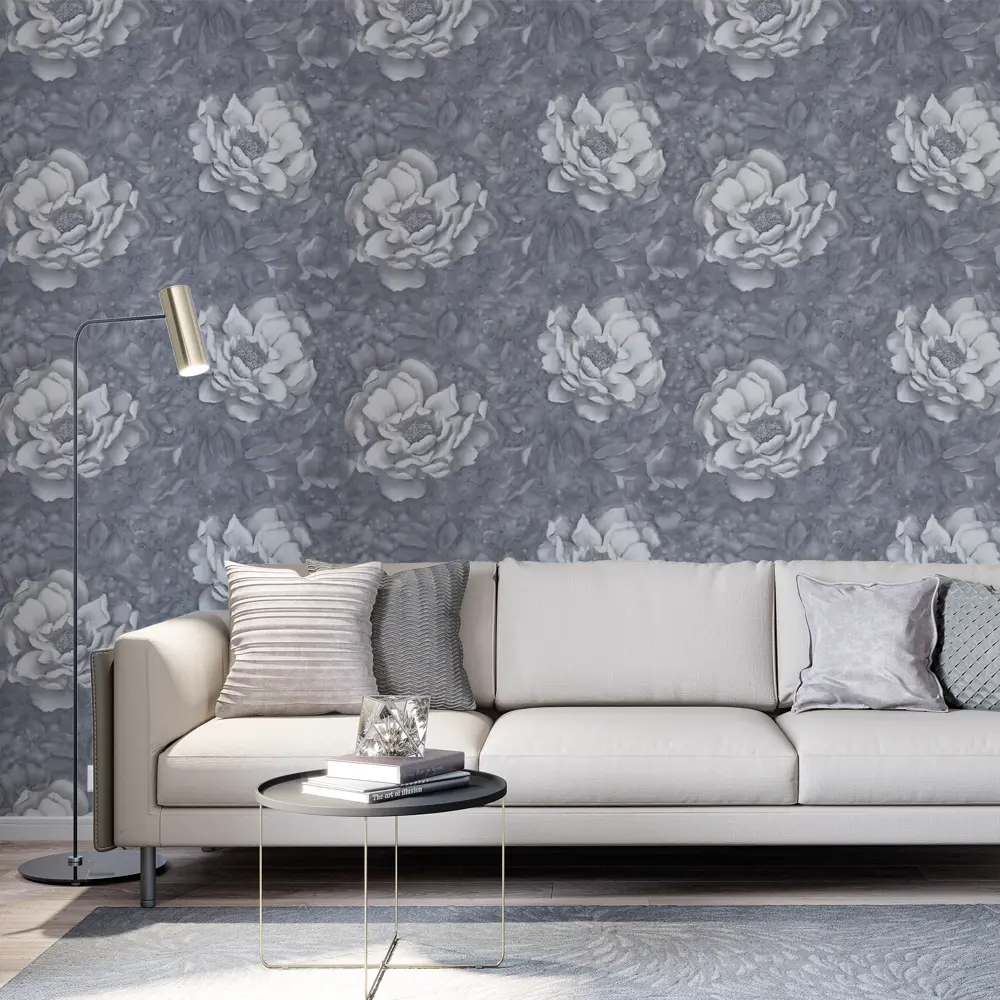 Флизелиновые обои Palitra Life Valencia в насыщенном графитовом оттенке 89373845 STLM-1402262 - Вид №3