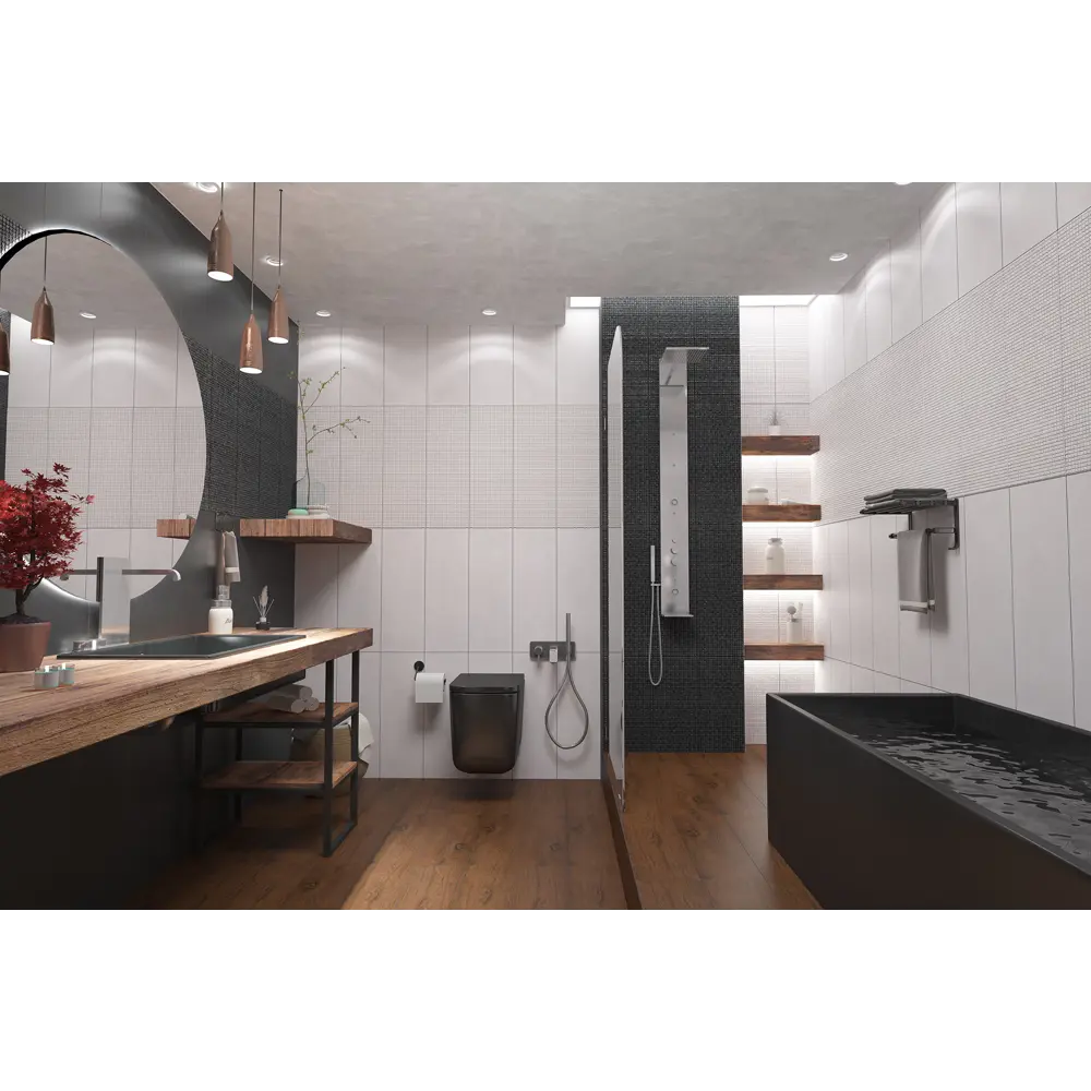 Плитка настенная Azori Mos Laura Grafite 25.1x70.9 см 1.25 м² цвет черный STLM-2093468 - Вид №1