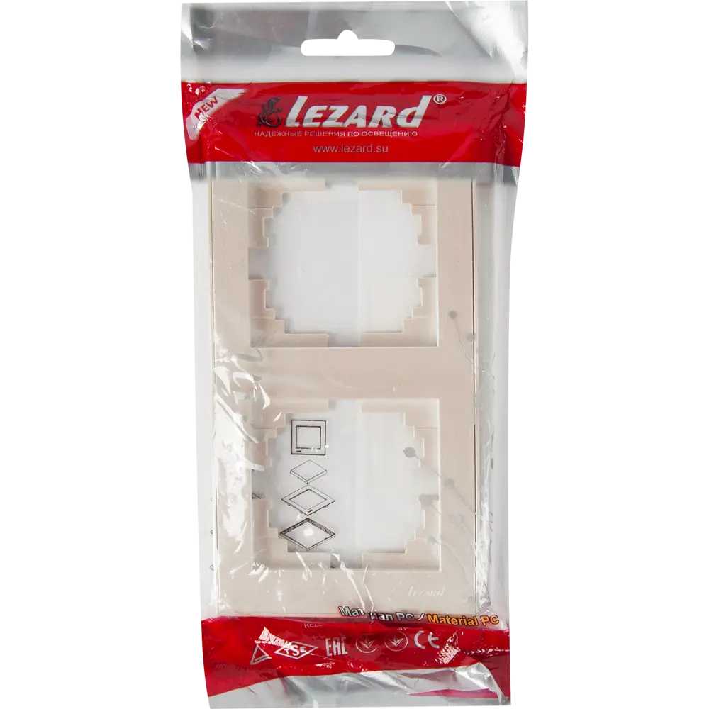 Рамка для розеток и выключателей Lezard Rain вертикальная 2 поста цвет жемчужно-белый STLM-2069325 - Вид №3