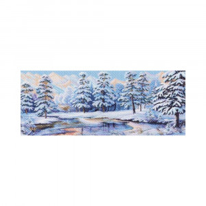 1360 Канва/ткань с рисунком Рисунок на канве 40 см х 90 см "Зимний лес" Матренин посад