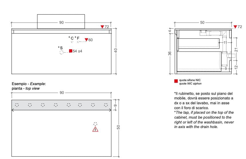 МДФ подвесной шкаф для умывальника с ящиком Nic Belt ARCH-00091257 - Вид №2