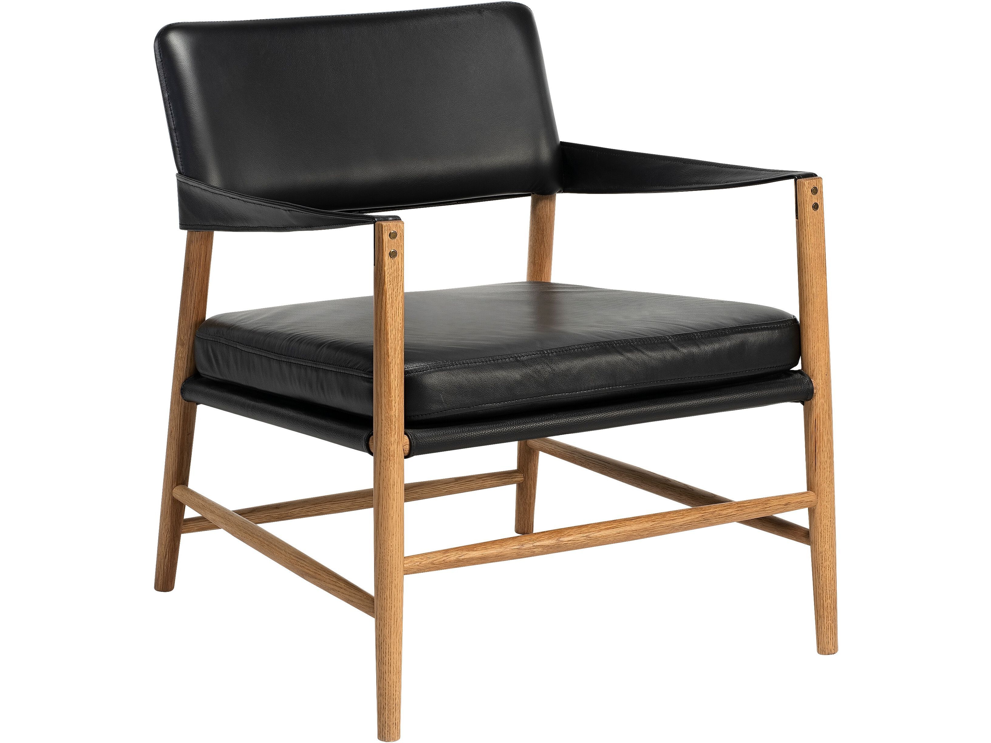 Дубовое и кожаное кресло с подлокотниками Hans K Bremen ARCH-00151344