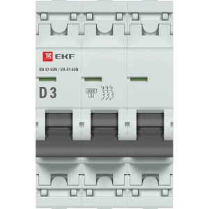 Автоматический выключатель Ekf PROxima ВА 47-63N 3P D3 А 6 кА M636303D