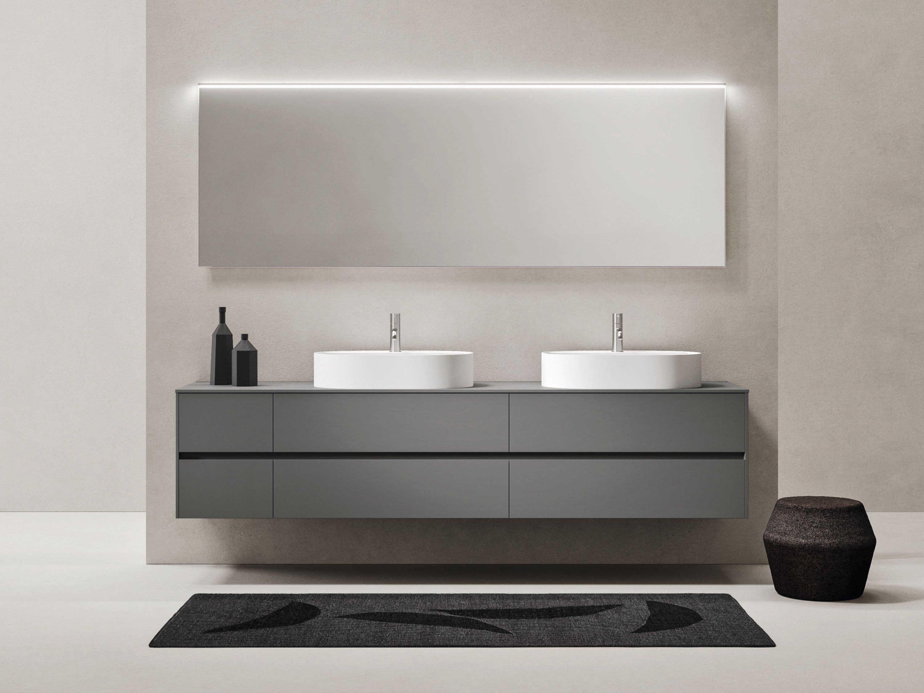 Деревянный подвесной двойной умывальник с ящиками Noorth синтез ARCH-00028311