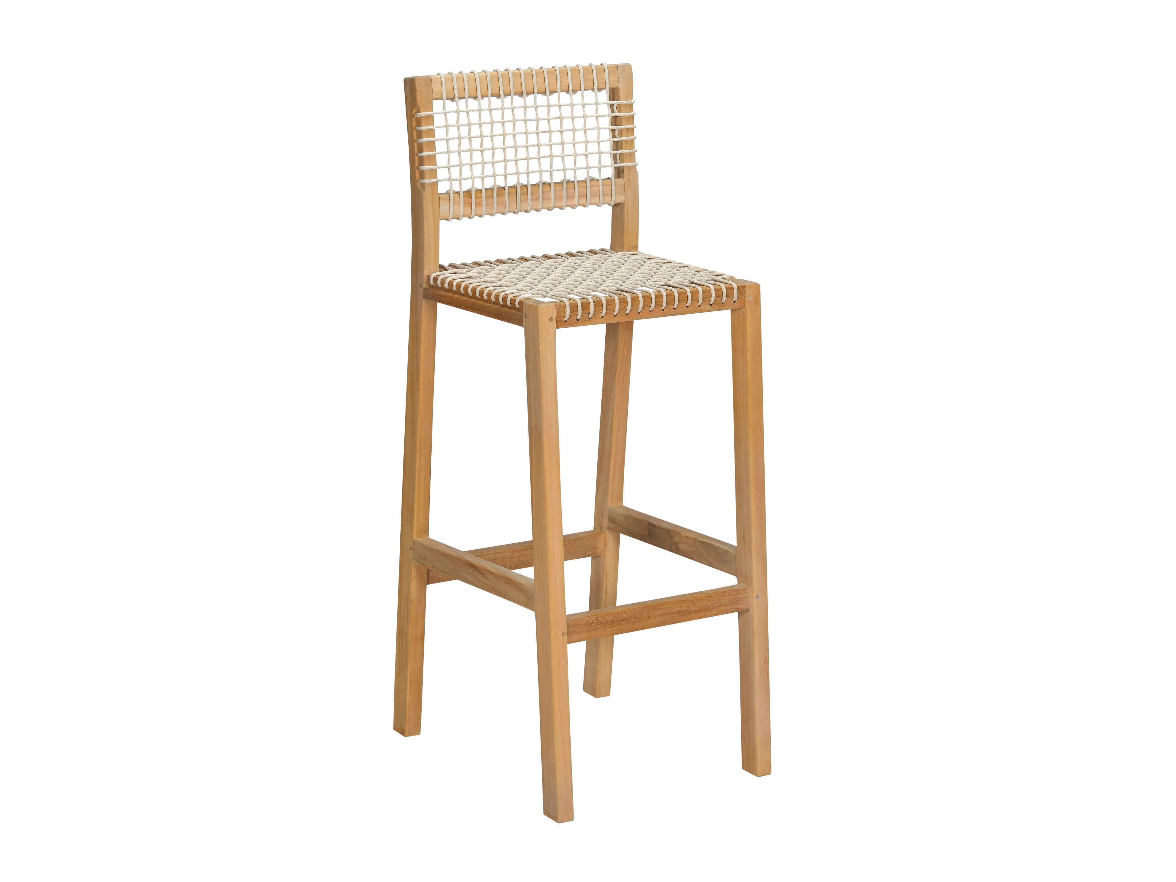 Высокий барный стул из тикового дерева со спинкой cbdesign Charita ARCH-00144943