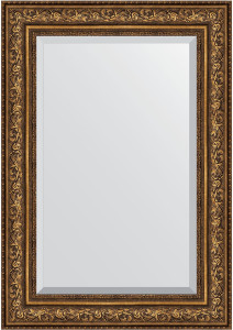 BY 3453 Зеркало с фацетом в багетной раме - виньетка состаренная бронза 109 mm EVOFORM Exclusive
