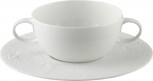 81380 Rosenthal Чашка суповая с блюдцем Rosenthal Волшебная флейта, фарфор, белая Фарфор