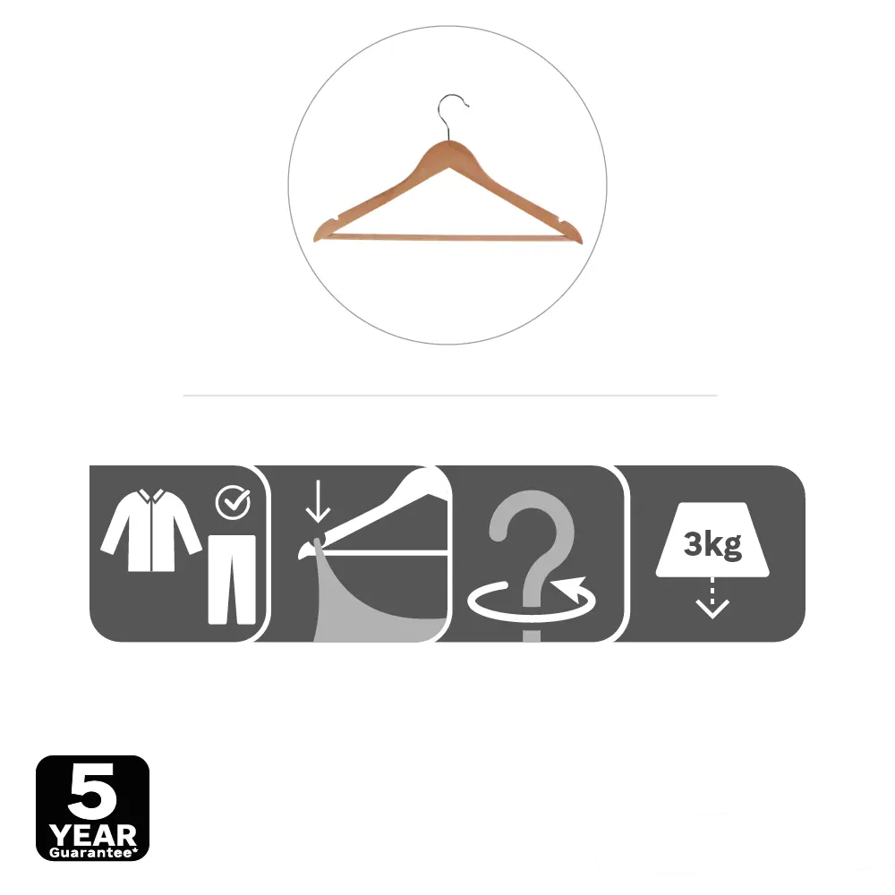 Плечики для одежды KONSENSA 44.5 см дерево цвет натуральное дерево 4 шт STLM-2075162 - Вид №9