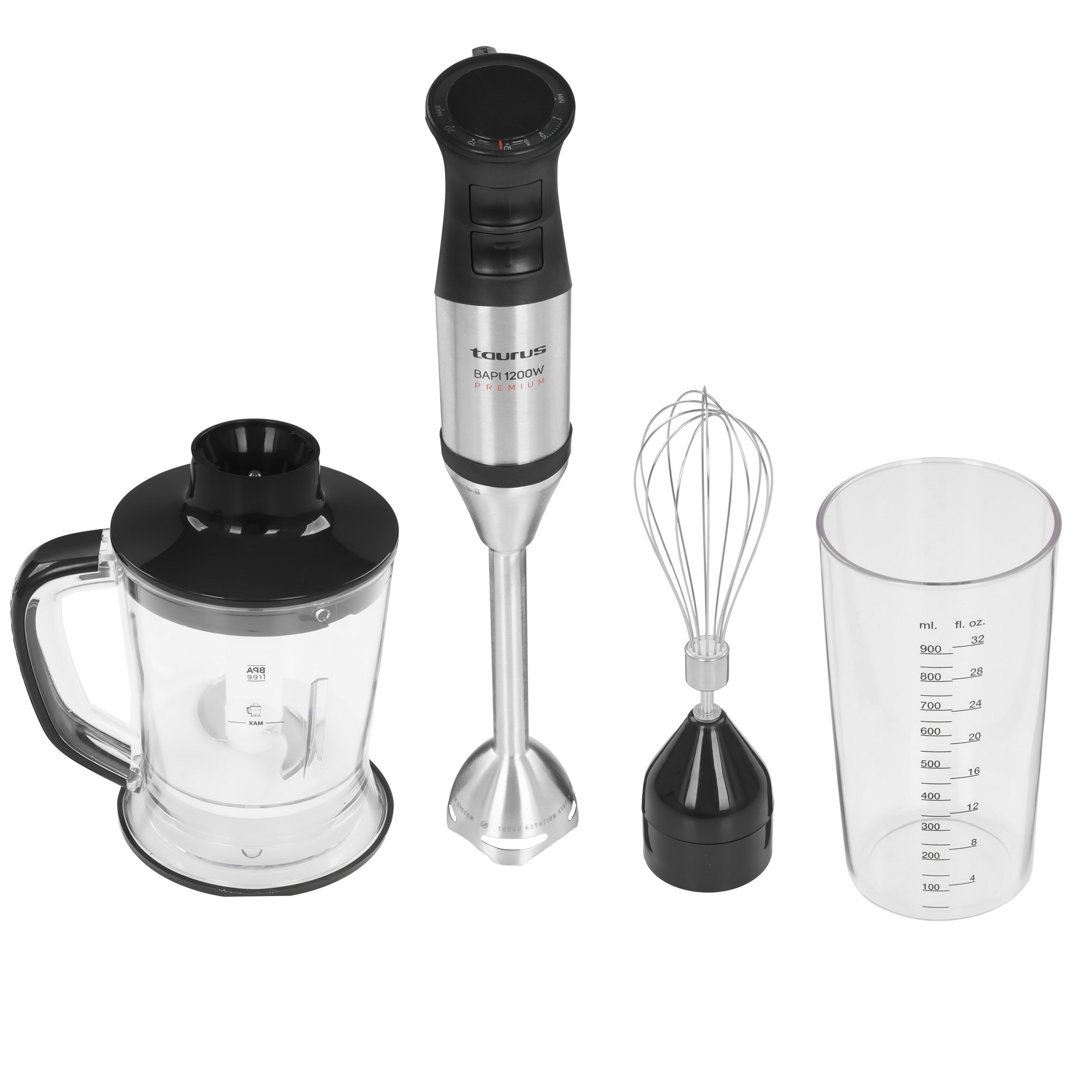 9920428 Блендер погружной Taurus Bapi 1200 Premium Plus Inox черный STDN-0117907