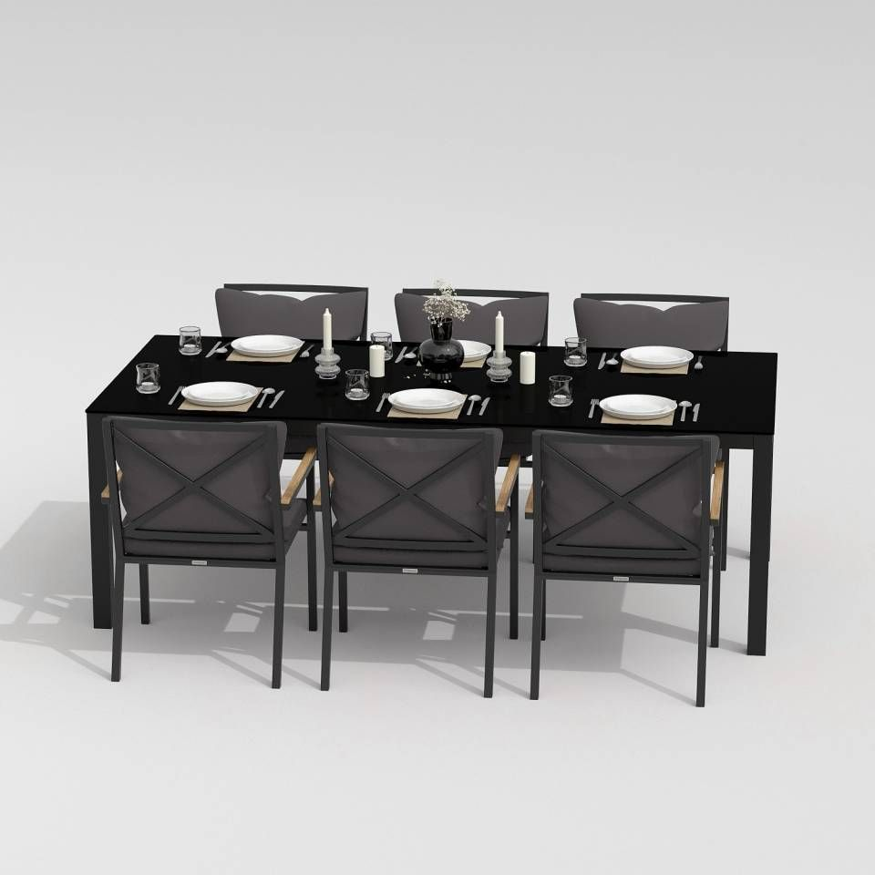 91041699 Садовая мебель для отдыха алюминий темно-серый : стол, 6 стульев CANA FESTA 220 plus dark STLM-0454761 IDEAL PATIO OUTDOOR STYLE
