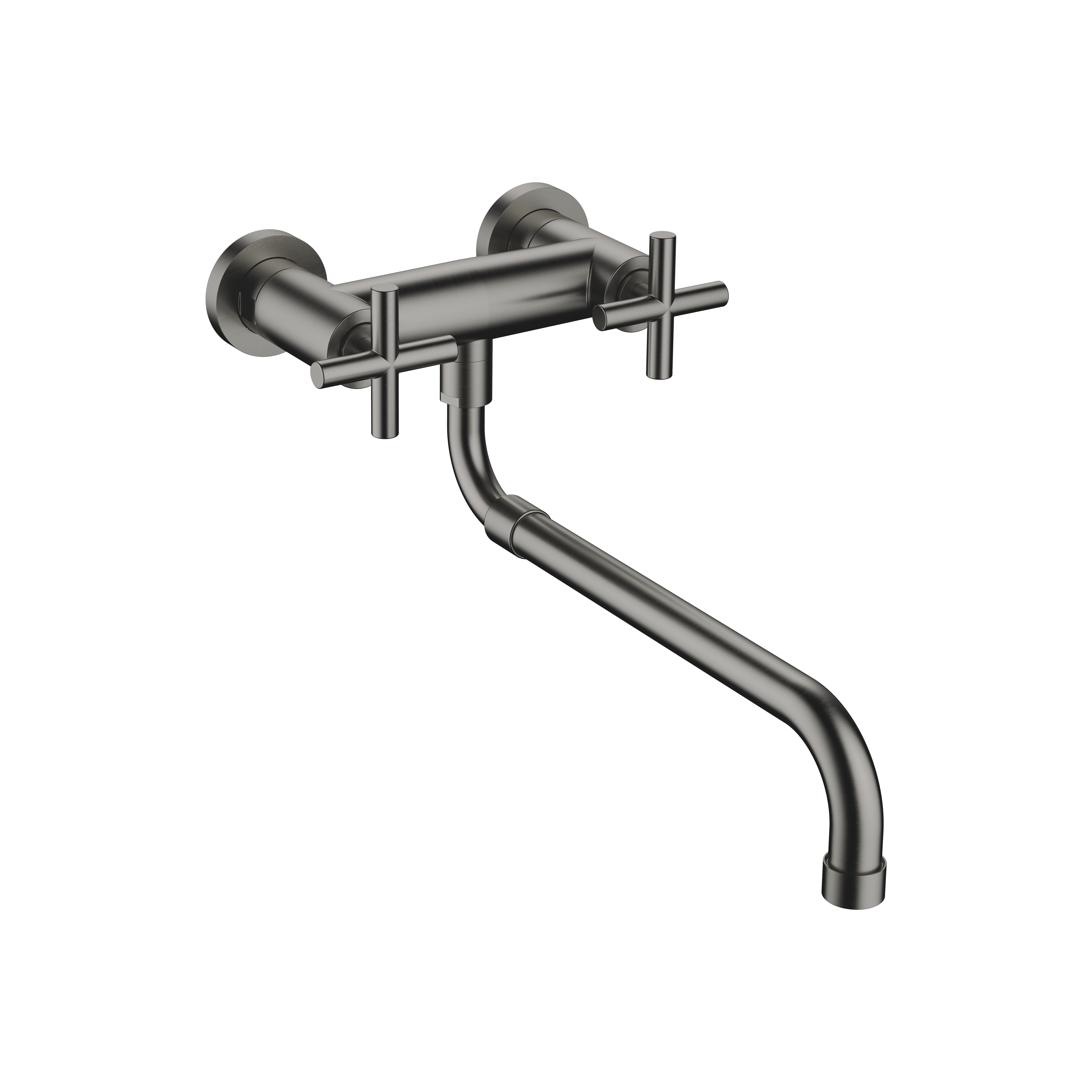 ТАРА Мостовой смеситель настенный с выдвижным изливом - матовая темная платина DornBracht Tara 31151892-99