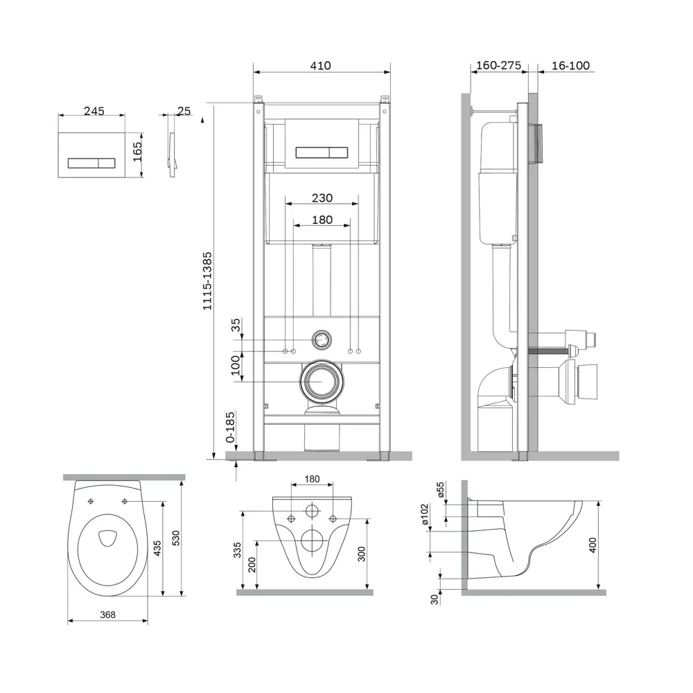 Комплект инсталляция с унитазом Damixa Elder с клавишей цвет глянцевый хром STLM-2066815 - Вид №4