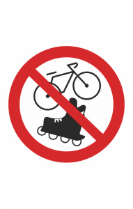 68742 Знак "Вход с велосипедами и роликами запрещен"  Различные знаки для общественных мест размер 100 х 100 мм