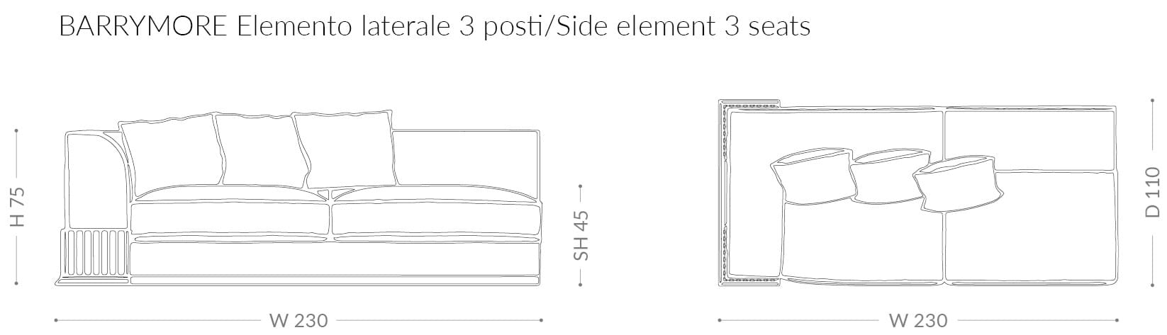 Бархатный диван BRUNO ZAMPA BARRYMORE ARCH-00128718 - Вид №1