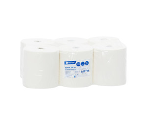 RTB708 Бумажные полотенца в рулонах TOP CENTER PULL MAXI, белые, диаметр 20 см, длина 320 м, однослойные, в упаковке 6 рулонов Merida