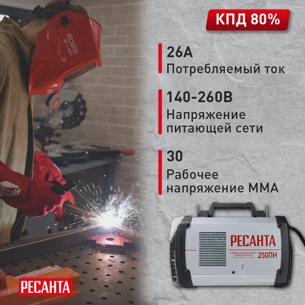 Сварочный аппарат инверторный Ресанта 250ПН, 250 А, до 6 мм 82171966 STLM-2034420  - Вид №12