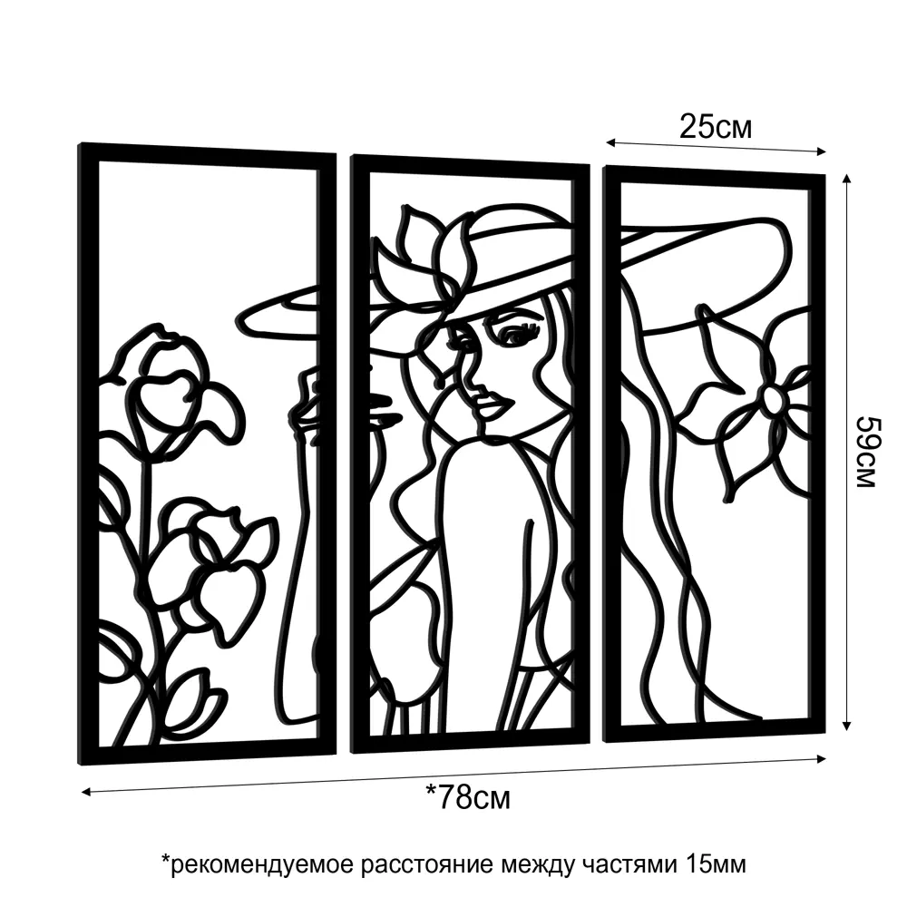 Панно декоративное Девушка МДФ 25x59 см черное Santreyd STLM-2164706 - Вид №2