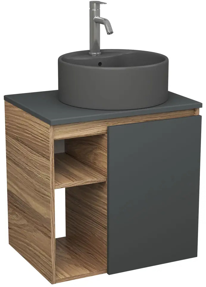 91776989 Тумба Bauedge Bau Dream Blackwood 60 правая графит раковина BAU Element D41 темно-серая смеситель Hotel Dream нерж. стал STLM-0990050