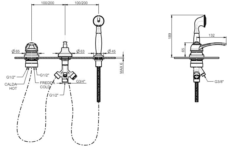 Однорычажный смеситель для ванны с переключателем Rubinetterie Frattini Morgan ARCH-00079259 - Вид №1